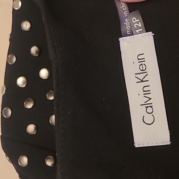 NWOT Calvin Klein Black Silver Studded Short Sleeved Fully Zip Back Midi Dress - Picture 9 of 15